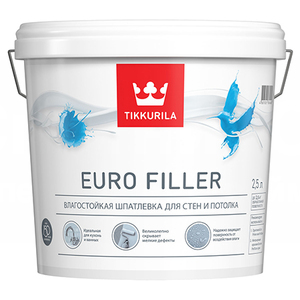 TIKKURILA EURO FILLER шпаклевка влагостойкая для стен и потолков (10л)