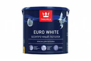 TIKKURILA EURO WHITE Безупречный потолок, краска для потолка, глубокоматовая, белая (2,7л)
